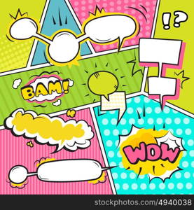 Speech Bubble Banners Set . Comic speech and sound emotional bubble banners set flat vector illustration