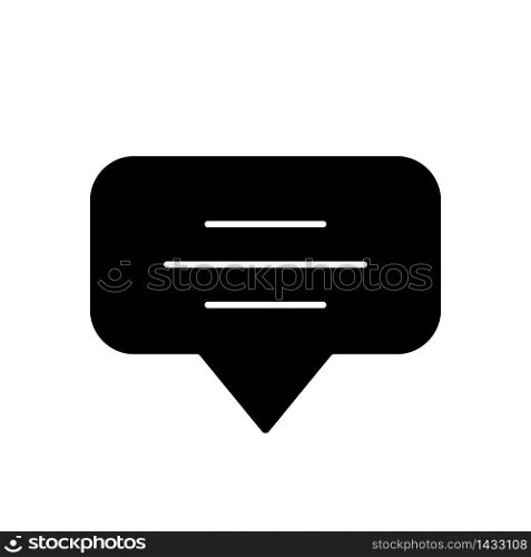 Speech bubble black glyph icon. Empty chat cloud. Notification box. Blank dialogue balloon with text space. Comment box with copyspace. Silhouette symbol on white space. Vector isolated illustration. Speech bubble black glyph icon