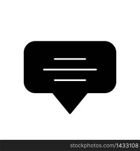 Speech bubble black glyph icon. Empty chat cloud. Notification box. Blank dialogue balloon with text space. Comment box with copyspace. Silhouette symbol on white space. Vector isolated illustration. Speech bubble black glyph icon