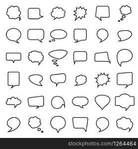 Speech bubble collection. Thirty six blank hand drawn. Vector illustration