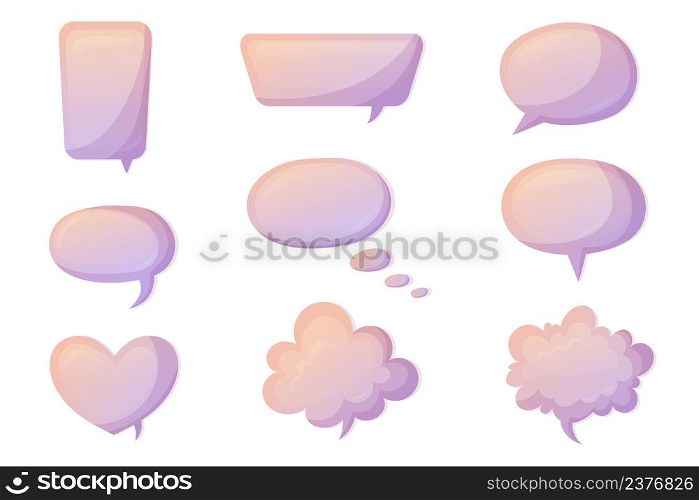 Speech bubble collections. Set of 9 speak bubble for text. Hand drawn chatting box. Vector isolated message box in cartoon gradient style.. Speech bubble collections. Set of 9 speak bubble for text. Hand drawn chatting box. Vector isolated message box in cartoon gradient style