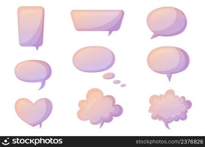 Speech bubble collections. Set of 9 speak bubble for text. Hand drawn chatting box. Vector isolated message box in cartoon gradient style.. Speech bubble collections. Set of 9 speak bubble for text. Hand drawn chatting box. Vector isolated message box in cartoon gradient style