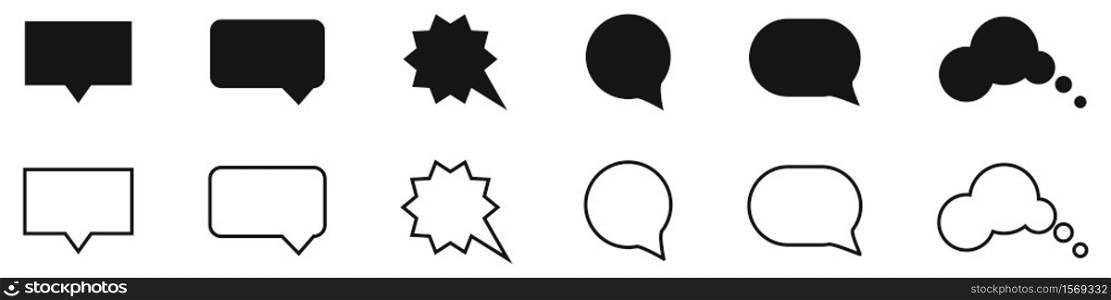 Speech bubble discussion vector icon set. Message bubble collection.