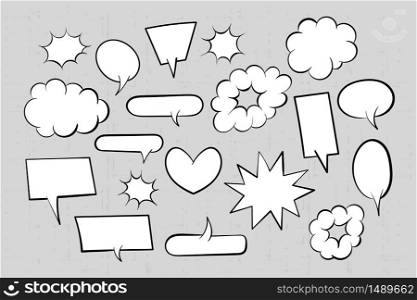 Speech bubble for comic text isolated background. Empty white outline. Dialog empty cloud, cartoon box. Speech bubble tag.. Speech bubble for comic text isolated background