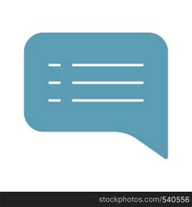Speech bubble glyph color icon. Text SMS. Chatting. Chat box. Silhouette symbol on white background with no outline. Negative space. Vector illustration. Speech bubble glyph color icon