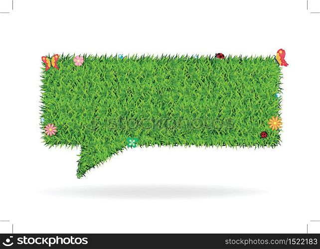 Speech bubble green grass texture background, Ecological concept Vector Illustration template design