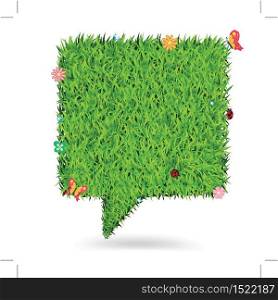 Speech bubble green grass texture background, Ecological concept Vector Illustration template design