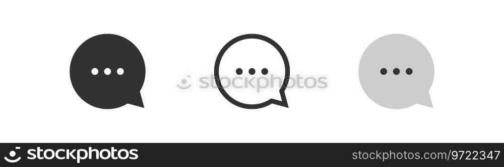 Speech bubble icon. Chat symbol. Online conversation, comment, talking, help. Outline, flat and colored style icon for web design. Vector illustration.