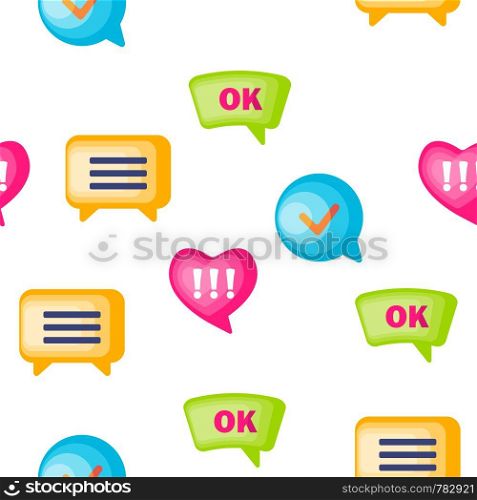 Speech Bubble Icon Seamless Pattern Vector. Chat Dialog Conversation Speech Bubbles Icons. App Pictogram. Social Message UI Shape. Illustration. Speech Bubble Icon Set Vector Seamless Pattern