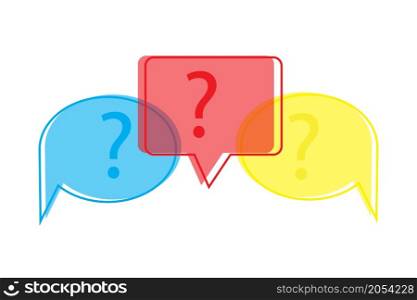 Speech bubble icon set. Question mark. Blue, red, yellow. Circle and box. Chat element. Vector illustration. Stock image. EPS 10.. Speech bubble icon set. Question mark. Blue, red, yellow. Circle and box. Chat element. Vector illustration. Stock image.