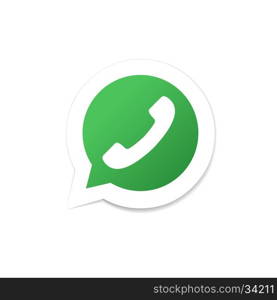 Speech bubble icon with phone tube. Phone icon. Design element in vector.