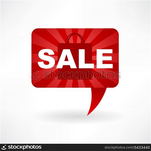 speech bubble icon with sale bag