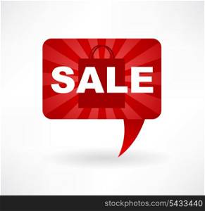 speech bubble icon with sale bag