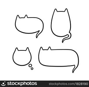 Speech bubble in the shape of a cat. Empty cute speech bubble with cat ears and tail. Set of linear vector illustrations isolated on white background.. Speech bubble in the shape of a cat. Empty cute speech bubble with cat ears and tail. Set of linear vector illustrations isolated on white background