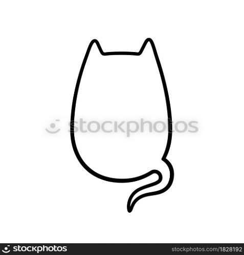 Speech bubble in the shape of a cat. Empty cute speech bubble with cat ears and tail. Linear vector illustration isolated on white background.. Speech bubble in the shape of a cat. Empty cute speech bubble with cat ears and tail. Linear vector illustration isolated on white background