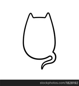 Speech bubble in the shape of a cat. Empty cute speech bubble with cat ears and tail. Linear vector illustration isolated on white background.. Speech bubble in the shape of a cat. Empty cute speech bubble with cat ears and tail. Linear vector illustration isolated on white background