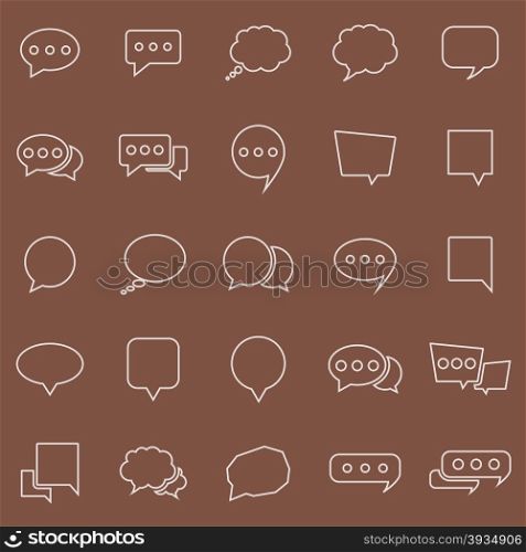 Speech Bubble line color icons on brown background, stock vector