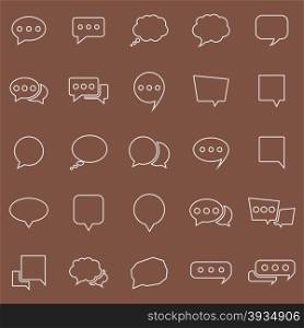 Speech Bubble line color icons on brown background, stock vector