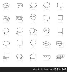Speech Bubble line icons with reflect on white background, stock vector