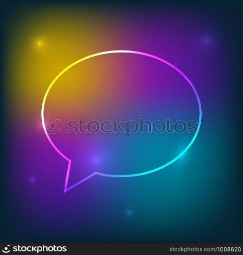 Speech bubble neon light style. Vector. Neon speech bubble