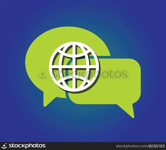 speech bubble with earth globe as people communication concept abstract vector illustration