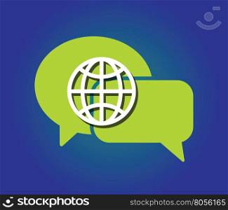 speech bubble with earth globe as people communication concept abstract vector illustration