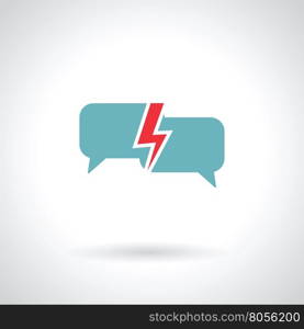 speech bubble with lightning vector illustration