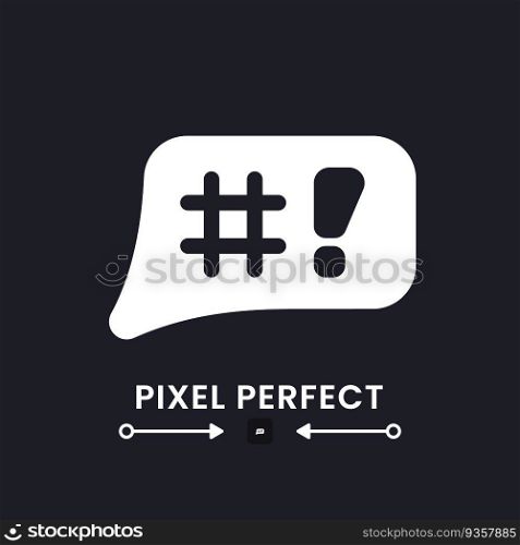 Speech bubble with symbols white solid desktop icon. Online chat. Emotional communication. Pixel perfect, outline 4px. Silhouette symbol for dark mode. Glyph pictogram. Vector isolated image. Speech bubble with symbols white solid desktop icon