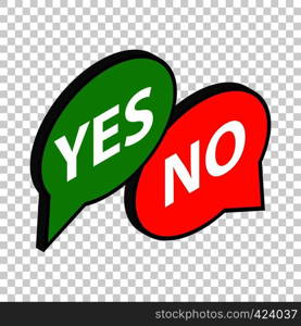 Speech bubble yes no isometric icon 3d on a transparent background vector illustration. Speech bubble yes no isometric icon
