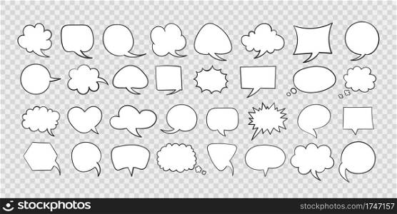 Speech bubbles. Hand drawn Icons. Collection of empty speech bubbles. Comic speech bubble. Retro empty comic bubble. Vector illustration