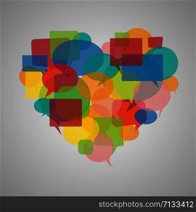 Speech bubbles heart. Communication concept. Vector eps10