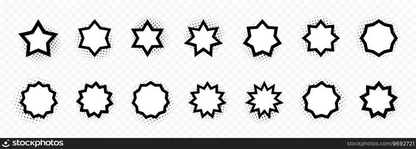 Speech bubbles in comic book style. Set of empty comic style stars speech bubbles. Comics style star bubbles. Vector illustration. EPS 10