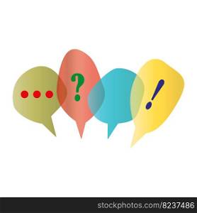 Speech bubbles. Question mark icon. Message window. FAQ. Bright, colorful elements. Submit a request. Vector illustration. EPS 10.. Speech bubbles. Question mark icon. Message window. FAQ. Bright, colorful elements. Submit a request. Vector illustration.