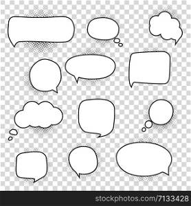 Speech bubbles set line style. Vector illustration. Speech bubbles set
