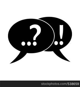 Speech bubbles with question and exclamation mark icon in simple style on a white background. Speech bubbles with question and exclamation mark