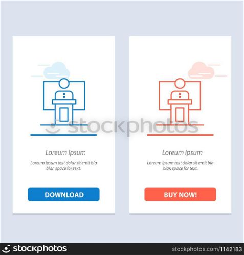 Speech, Business, Conference, Event, Presentation, Room, Speaker Blue and Red Download and Buy Now web Widget Card Template