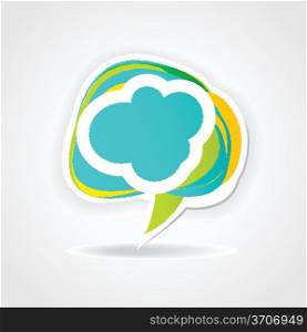 Speech cloud bubble. Green vector background