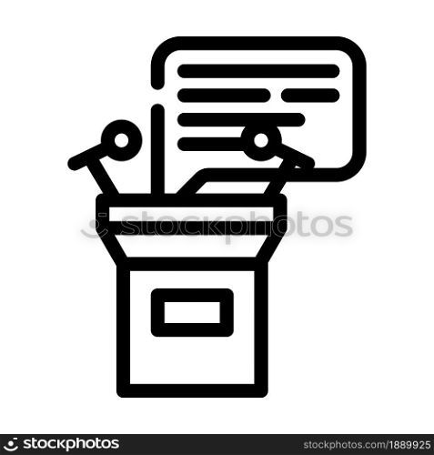 speech from tribune line icon vector. speech from tribune sign. isolated contour symbol black illustration. speech from tribune line icon vector illustration