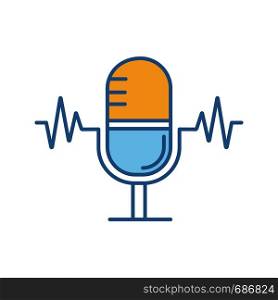 Speech recognition color icon. Voice command control. Microphone. Sound recording. Isolated vector illustration. Speech recognition color icon