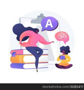 Speech therapy abstract concept vector illustration. Speech pathology therapy, improve language, development delay, speaking disability treatment, tongue exercise at home abstract metaphor.. Speech therapy abstract concept vector illustration.