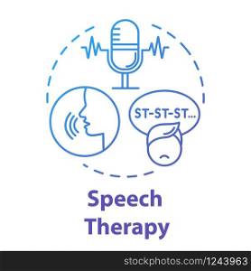 Speech therapy concept icon. Asperger disorder. Exercise for stuttering. Psychological aid for autism. Pediatric idea thin line illustration. Vector isolated outline RGB color drawing. Editable stroke