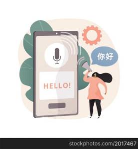 Speech to text abstract concept vector illustration. Multi-language speech recognizer, convert speech to text, voice-to-text software, voice recognition technology, translation abstract metaphor.. Speech to text abstract concept vector illustration.