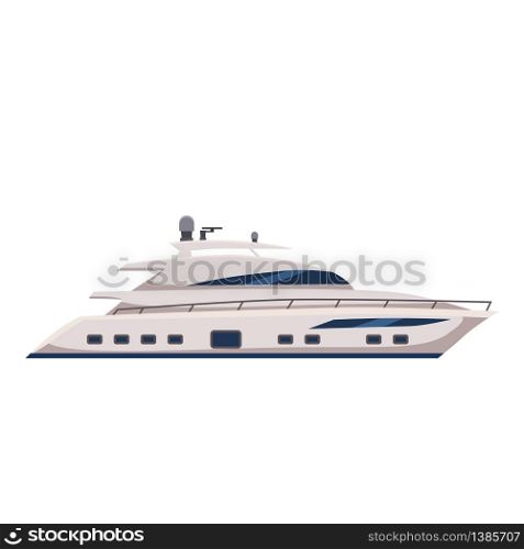 Speed boat, yacht on seascape background, cartoon style, vector illustration. Speed boat, yacht, cartoon style, vector illustration, isolated