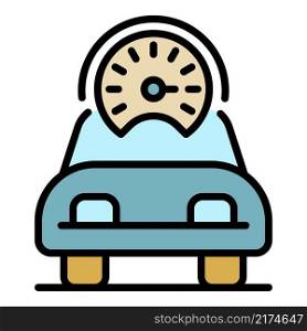 Speed car icon. Outline speed car vector icon color flat isolated. Speed car icon color outline vector