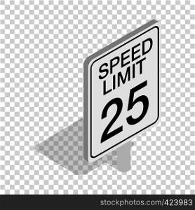 Speed limit traffic road sign isometric icon 3d on a transparent background vector illustration. Speed limit road sign isometric icon