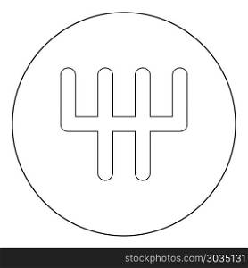 Speed shifter icon outline black color in circle vector illustration