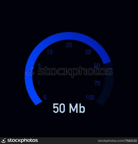 Speed test. Speedometer Internet Speed 100 mb. Website speed loading time. Vector stock illustration.
