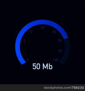 Speed test. Speedometer Internet Speed 100 mb. Website speed loading time. Vector stock illustration.