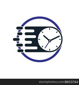 Speed time vector logo design template. Faster clock icon vector design.	