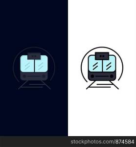 Speed Train, Transport, Train, Public Icons. Flat and Line Filled Icon Set Vector Blue Background